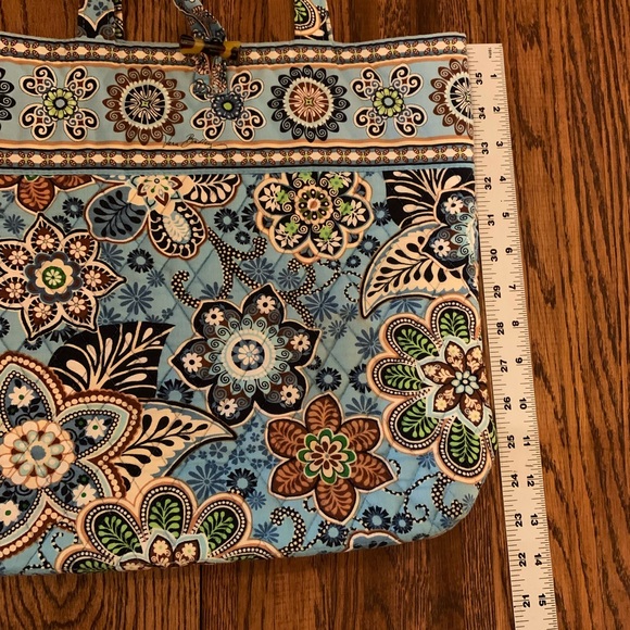 Vera Bradley Blue and Brown Floral Tote - Picture 6 of 7
